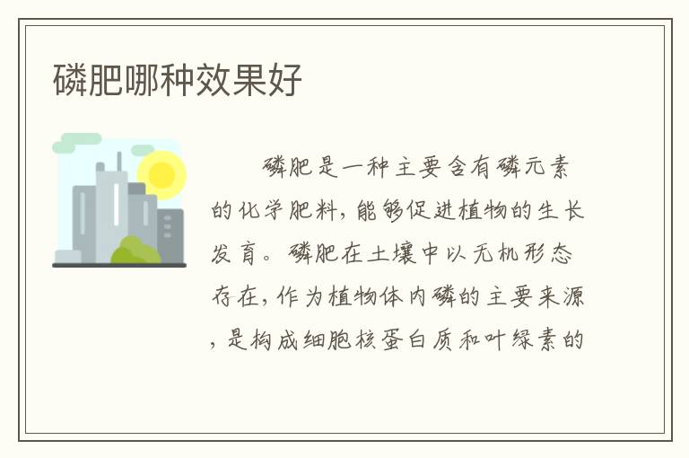 磷肥哪种效果好