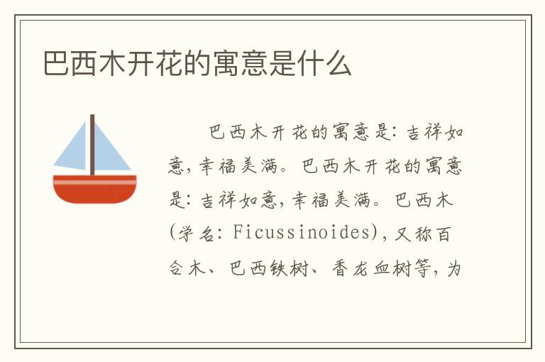 巴西木开花的寓意是什么
