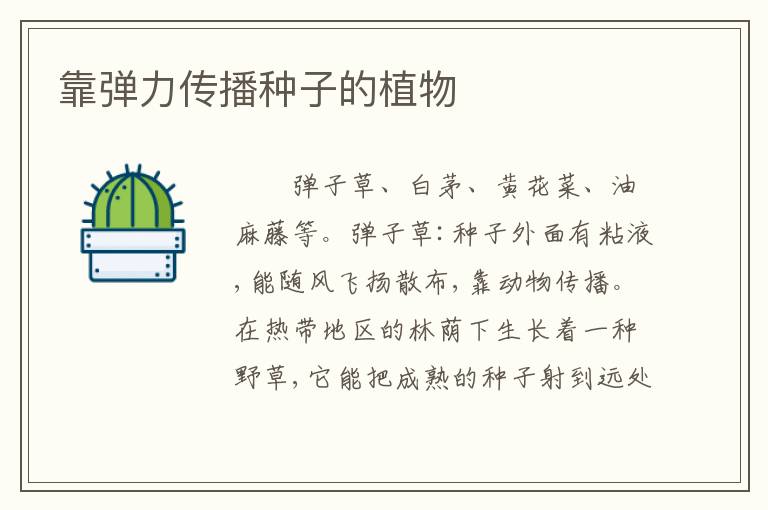 靠弹力传播种子的植物